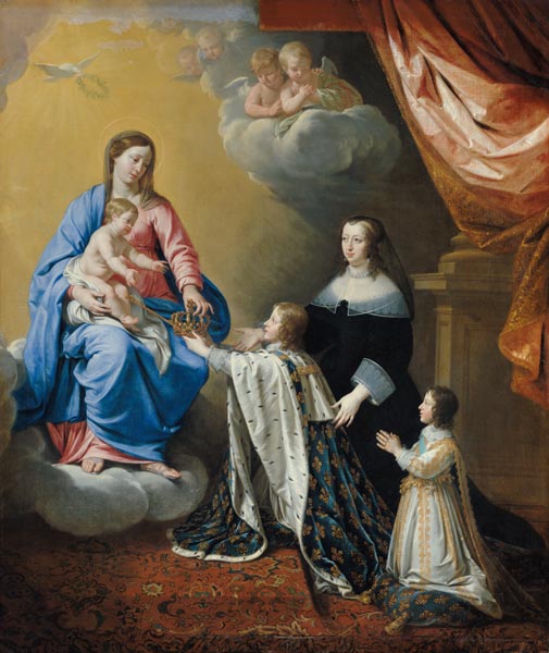 The Virgin Mary gives the Crown and Sceptre to Louis XIV a Philippe de Champaigne