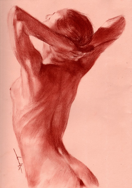 Femme nu de dos mains sur la nuque a Philippe Flohic