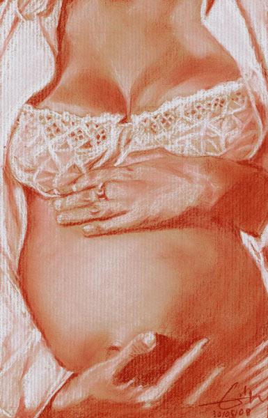 Ventre femme enceinte de face