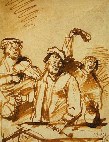 Three Cheerful Young Men a Philips Koninck