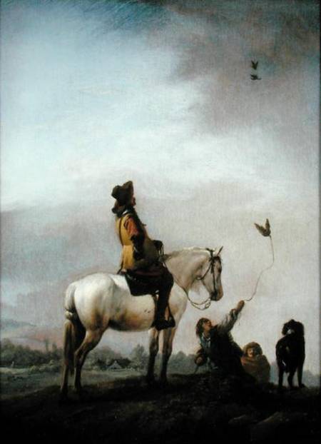 Gentleman on a Horse Watching a Falconer a Philips Wouverman