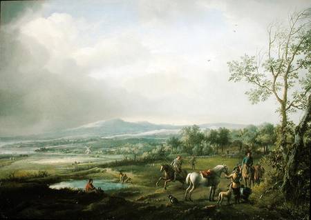A Hawking Party in an Extensive Landscape a Philips Wouverman