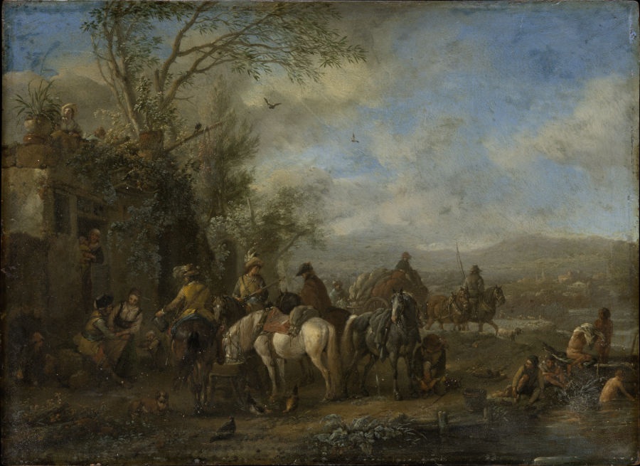 Armed Riders in Front of an Inn a Philips Wouwerman