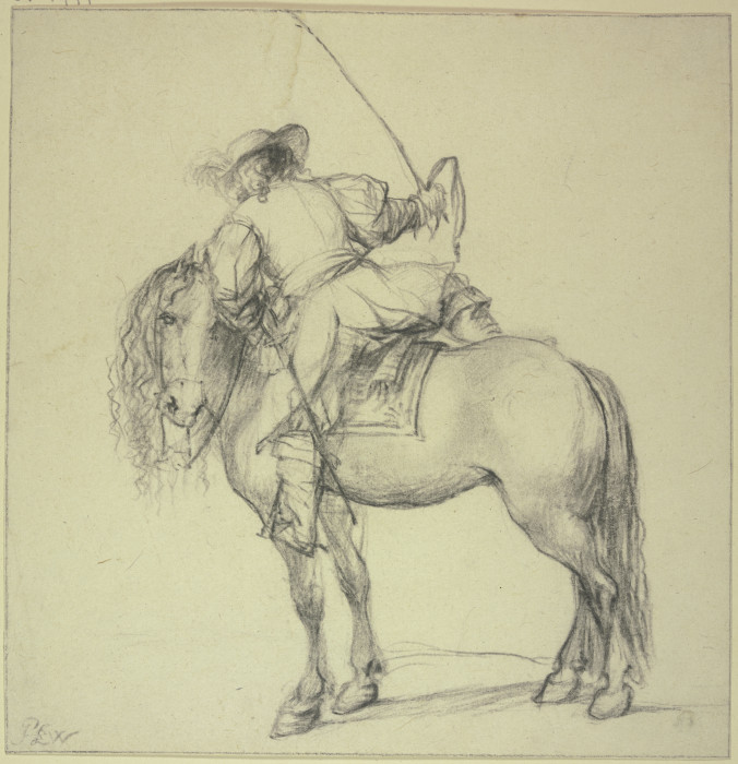 Ein Kavalier, der zu Pferde steigt a Philips Wouwerman