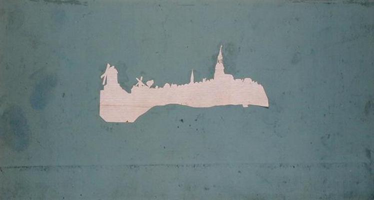 View of Hamburg (collage on paper) a Phillip Otto Runge