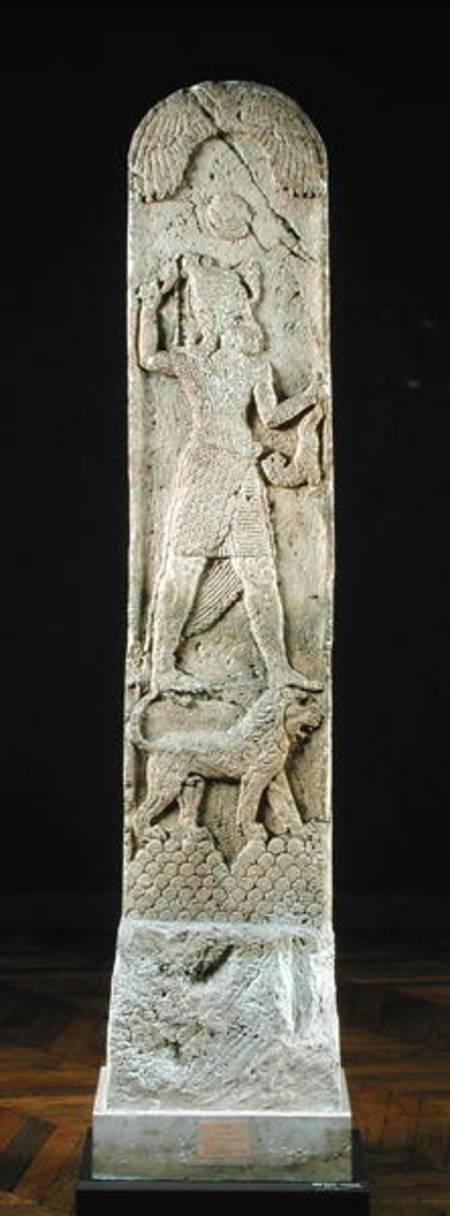 Votive stela depicting a god standing on a lion, from Amrith a Phoenician School
