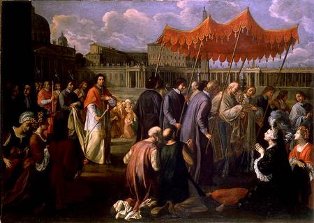 Pope Clement XI (1649-1721) in a Procession in St. Peter's Square, Rome a Pier Leone Ghezzi