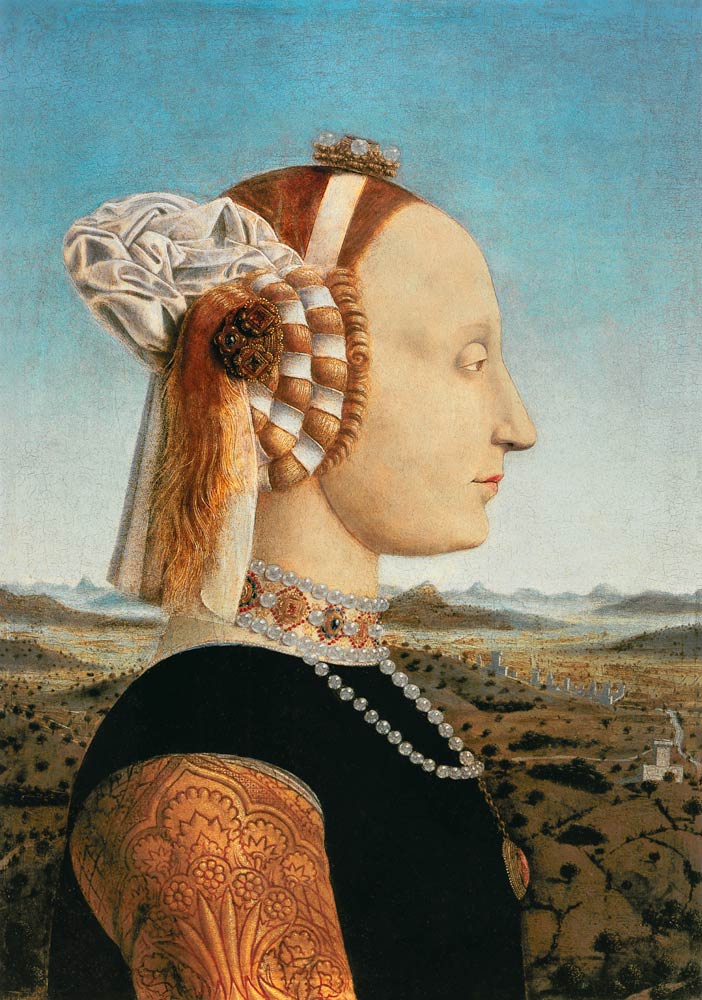 Battista Sforza, moglie di Federico Montefeltro a Piero della Francesca