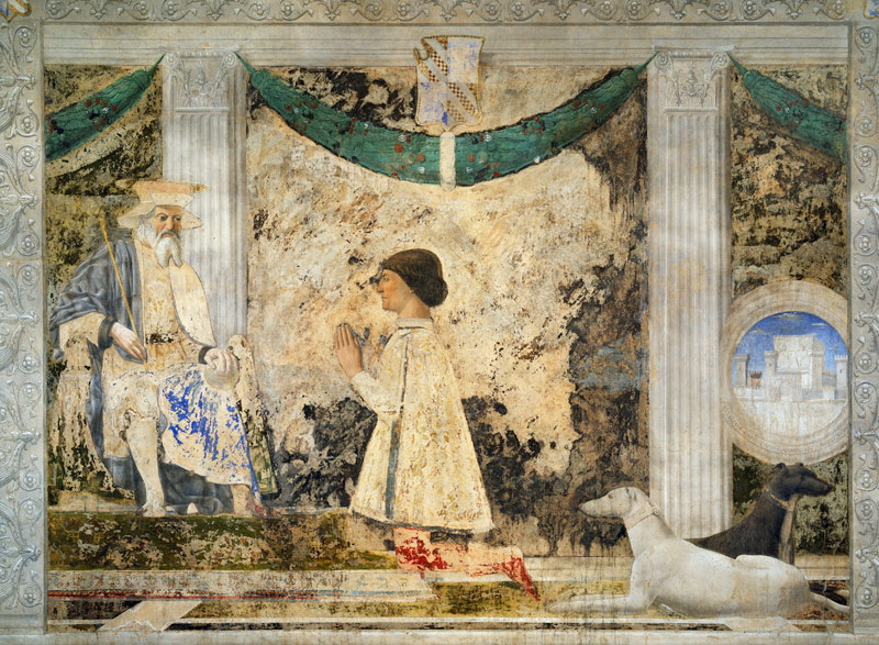 Sigismondo Pandolfo Malatesta vor dem Heiligen Sigismund kniend. a Piero della Francesca