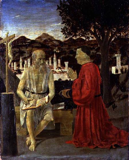 St. Jerome with a Man kneeling in Devotion a Piero della Francesca