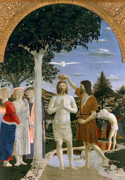 Baptism of Christ (& 2 details) a Piero della Francesca