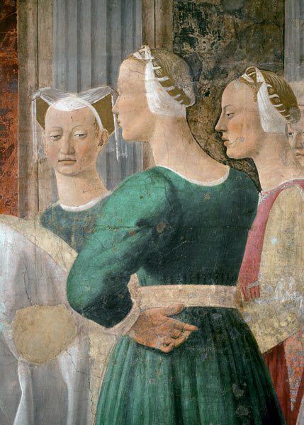 The Legend of the True Cross, the Queen of Sheba Worshipping the Wood of the Cross, detail of the qu a Piero della Francesca