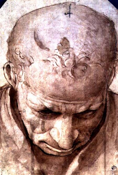 Head of an Elderly Man (pen, brown a Piero di Cosimo