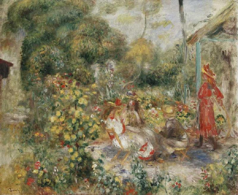 Mädchen in einem Garten in Montmartre a Pierre-Auguste Renoir