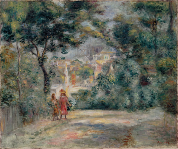 Blick durch Bäume auf Sacre-Coeur, Paris a Pierre-Auguste Renoir