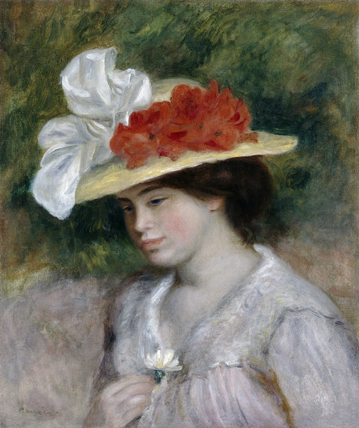 Woman in a Flowered Hat a Pierre-Auguste Renoir