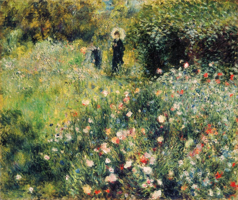 Donna con parasole in giardino a Pierre-Auguste Renoir