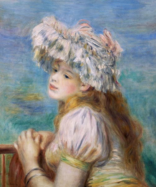 Portrait of a young woman in a lace hat a Pierre-Auguste Renoir