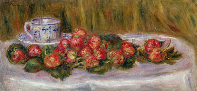 Still Life of Strawberries and a Tea-cup a Pierre-Auguste Renoir