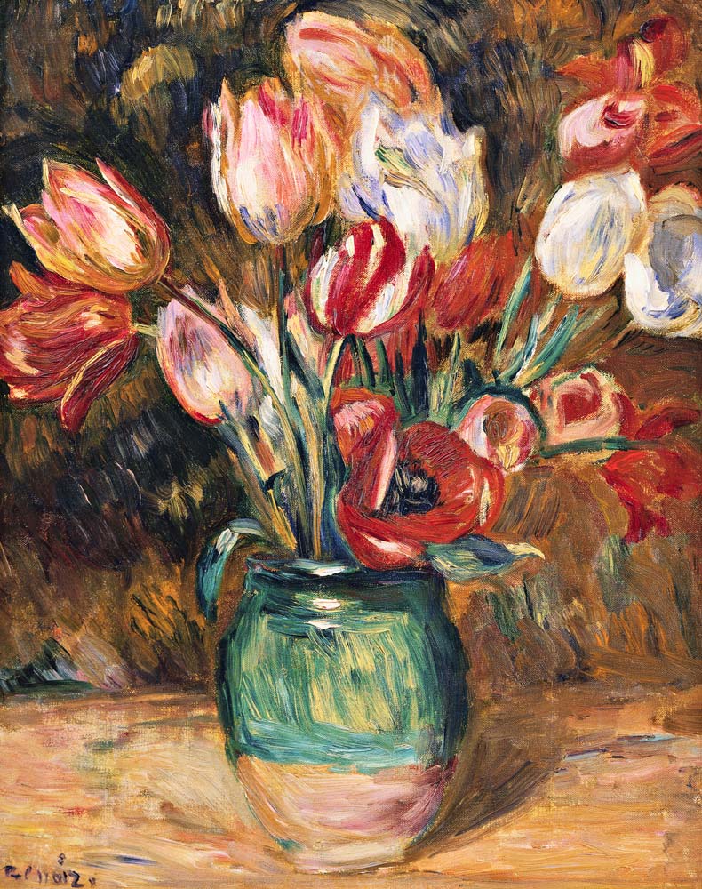 Tulips in a Vase a Pierre-Auguste Renoir