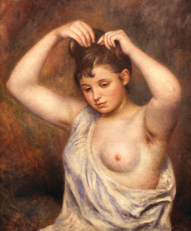 Woman Arranging her Hair a Pierre-Auguste Renoir