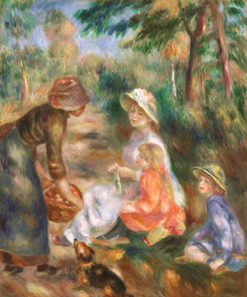 A.Renoir, Apfelverkäuferin a Pierre-Auguste Renoir