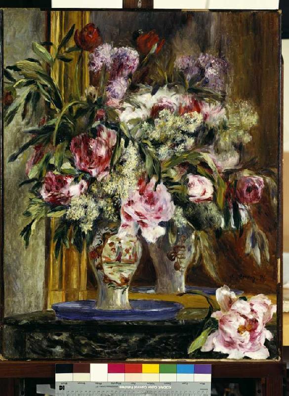 Flower still life in front of the mirror a Pierre-Auguste Renoir