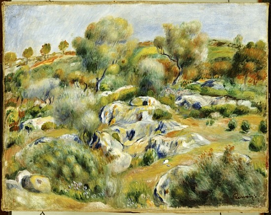 Brittany Landscape with Trees and Rocks a Pierre-Auguste Renoir