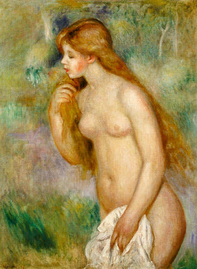 The taking a bath turn green in this a Pierre-Auguste Renoir