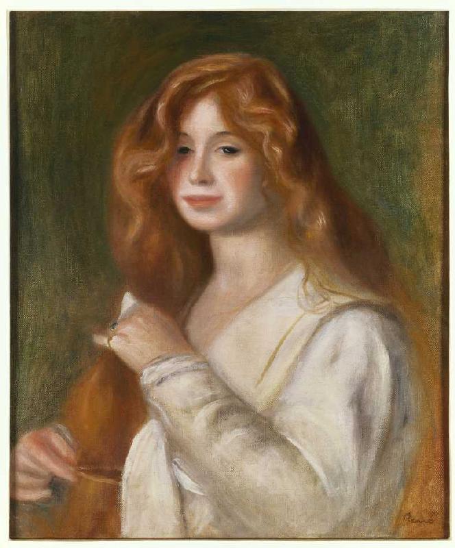 Young woman when combing her hair. a Pierre-Auguste Renoir
