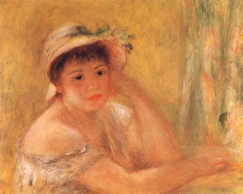 Woman with straw hat a Pierre-Auguste Renoir