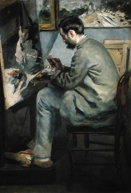 Frederick Bazille at his Easel a Pierre-Auguste Renoir