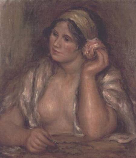 Gabrielle with a Green Necklace a Pierre-Auguste Renoir