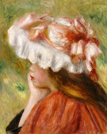 Head Of A Young Girl In A Red Hat a Pierre-Auguste Renoir