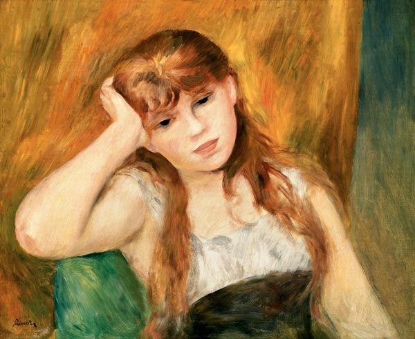 Young thoughtful girl a Pierre-Auguste Renoir