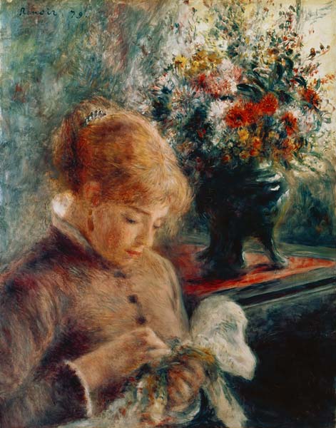 Junge Frau beim Nähen a Pierre-Auguste Renoir