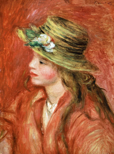 Young girl with straw hat a Pierre-Auguste Renoir