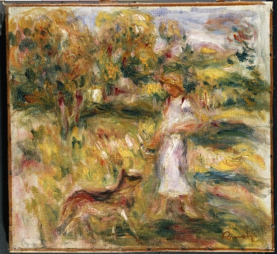 Landscape with a Woman in Blue a Pierre-Auguste Renoir