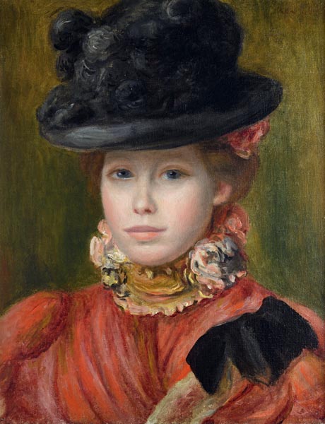 Ragazza con il cappello nero e il fiore rosso a Pierre-Auguste Renoir