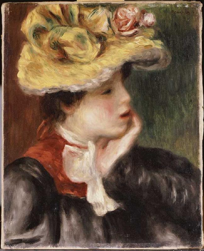 Mädchen mit einem gelben Hut. a Pierre-Auguste Renoir