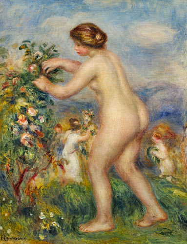 Naked young woman in landscape. a Pierre-Auguste Renoir