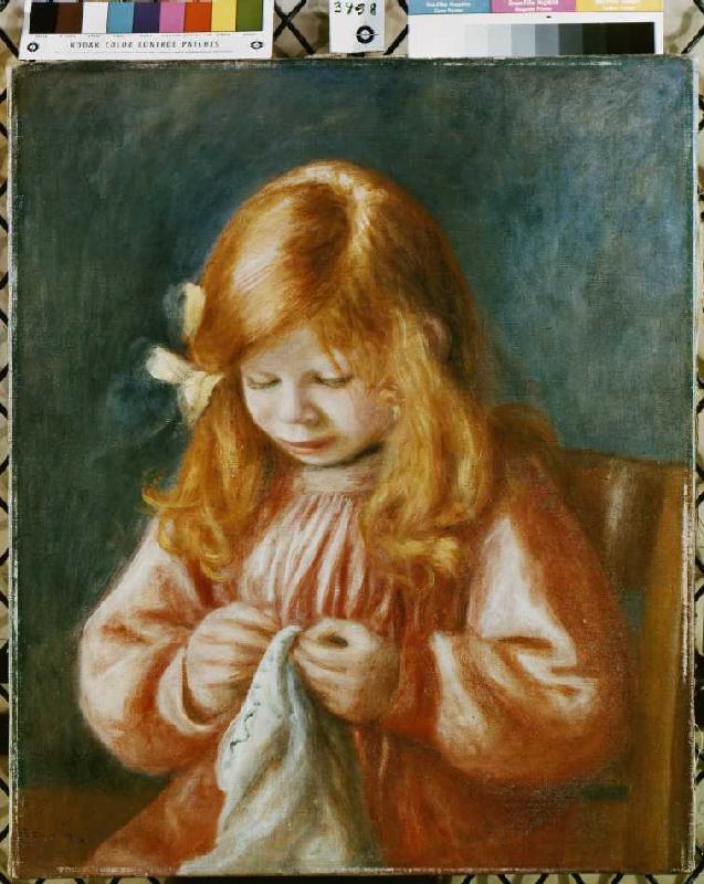 Sewing child. a Pierre-Auguste Renoir