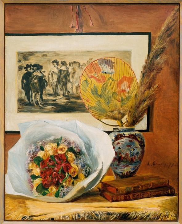 Nature morte au bouquet et à l’eventail a Pierre-Auguste Renoir