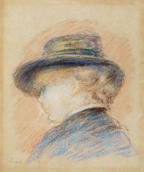 Profile of a Young Woman in a Blue Hat a Pierre-Auguste Renoir