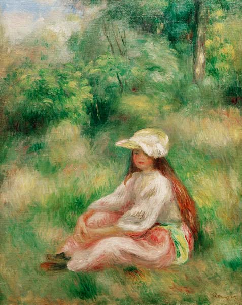 A.Renoir, Rosa gekleidetes Mädchen a Pierre-Auguste Renoir