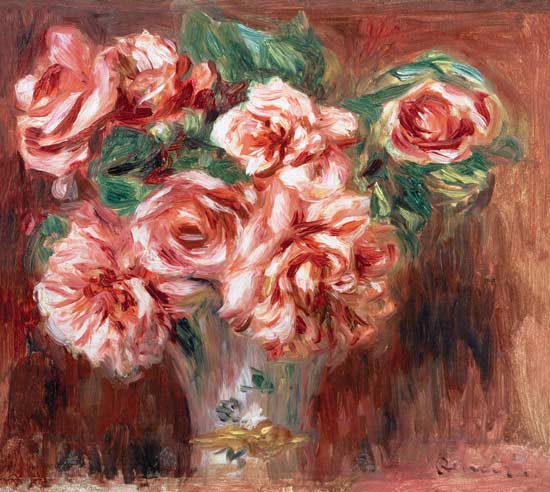 Roses in a Vase a Pierre-Auguste Renoir