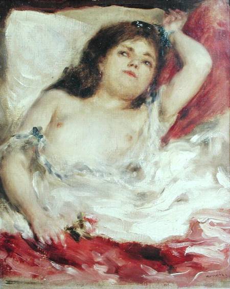 Semi-Nude Woman in Bed: The Rose a Pierre-Auguste Renoir
