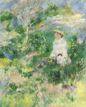Sommer, junge Frau auf einer Blumenwiese