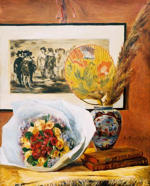 Renoir/Still life wit.bouquet a.fan/1871 a Pierre-Auguste Renoir