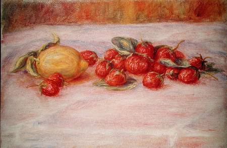 Still Life with Strawberries and Lemon a Pierre-Auguste Renoir